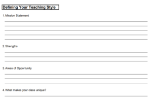 Defining your Teaching Style Worksheet